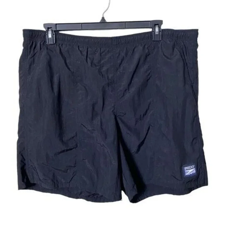 Speedo Men’s Swim‎ Trunks Size Large Pockets Drawstring Navy Blue Beach V…